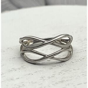 NVC 925 STERLING SILVER DOUBLE INFINITY RING SIZE 7 MODERN LOVE PROMISE 554